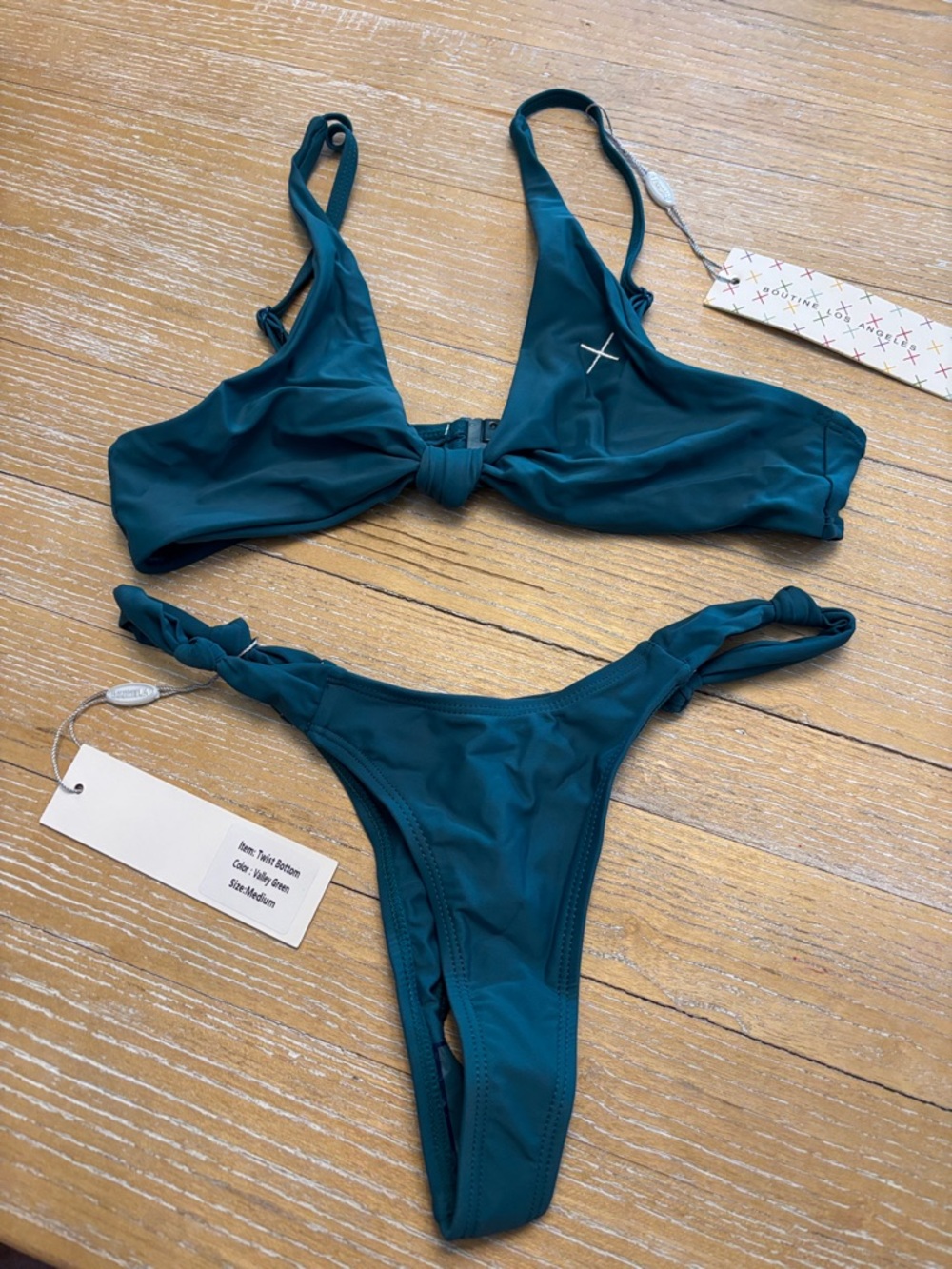Boutine LA Teal Knot-Front Bikini Set